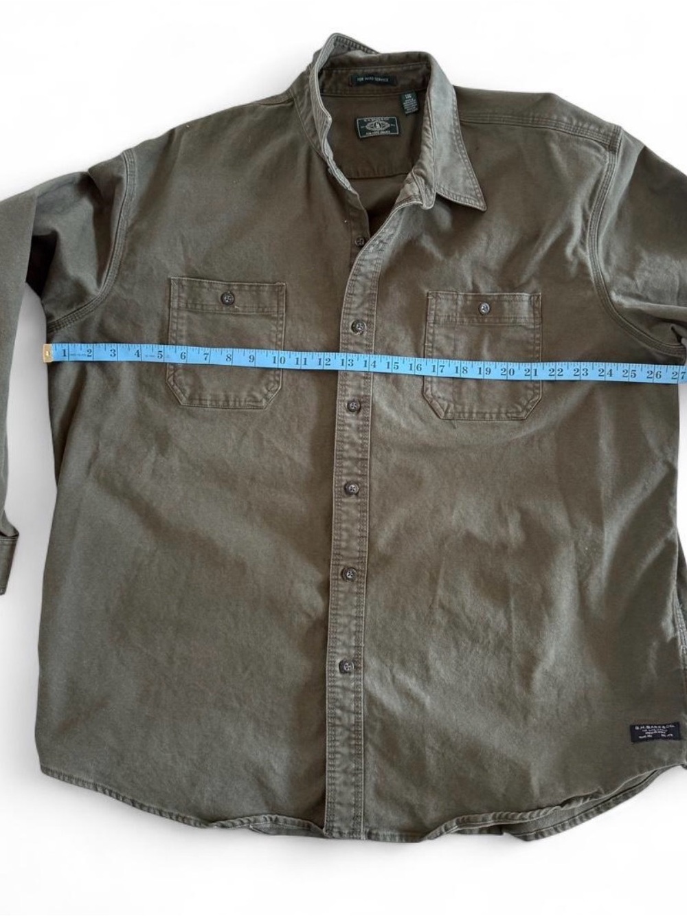 G.H. Bass Utility Pocket Green Button-Up Work Shirt - Picture 6 of 8